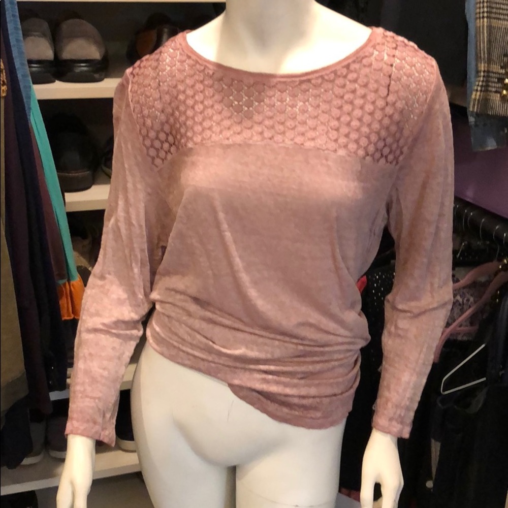 Pink sweater with pretty neckline accents